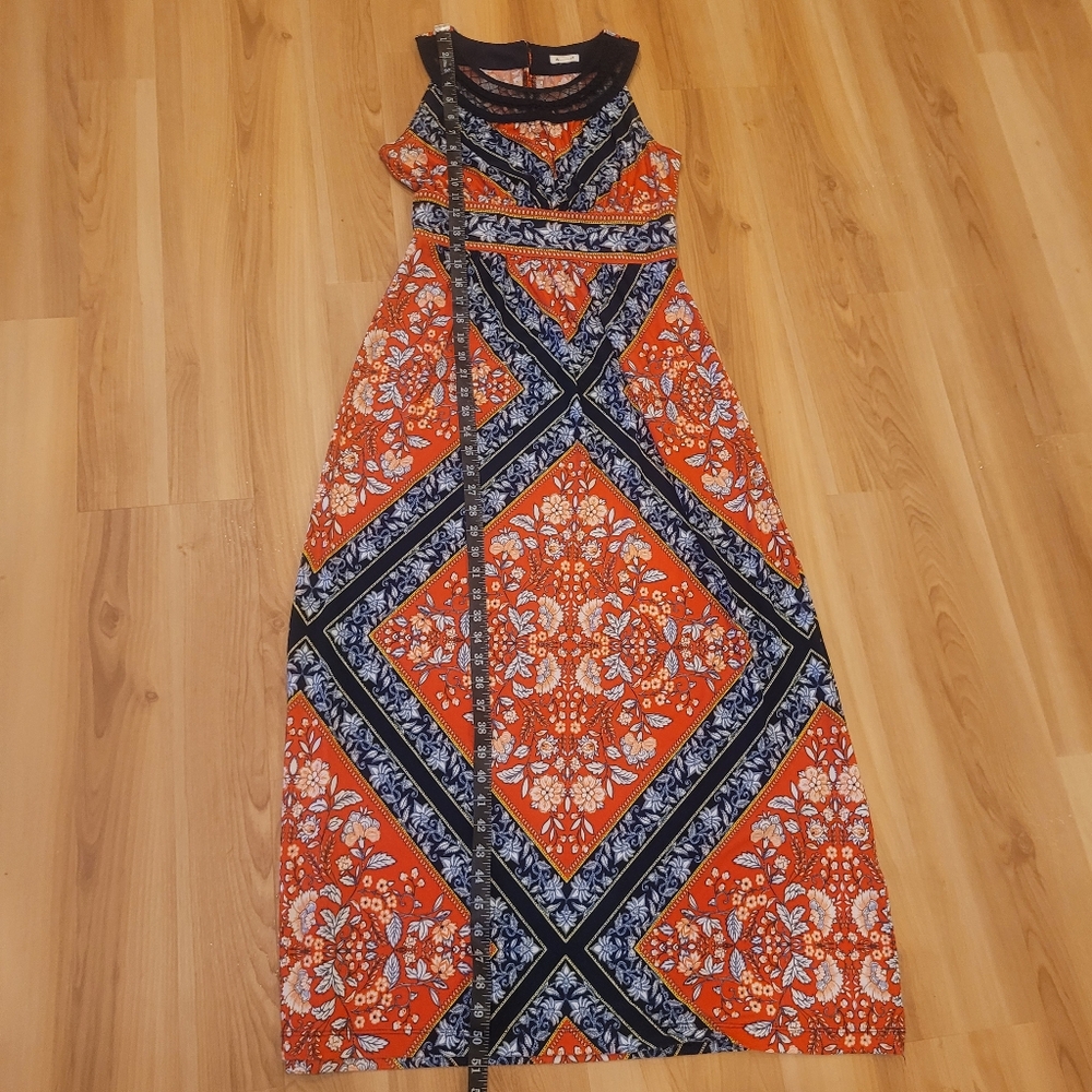 Beautiful Orange and Blue Patterned Women's Dress Size S - Picture 7 of 10